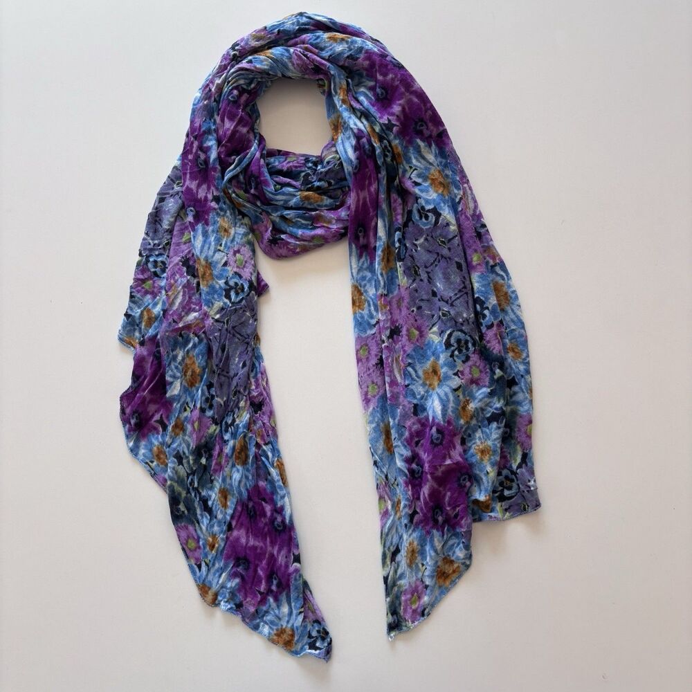 Collection 18 Scarf Watercolor Floral Viscose Colorful Feminine Boho Hippie Chic